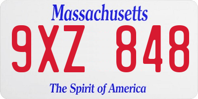 MA license plate 9XZ848