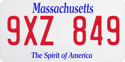 MA license plate 9XZ849