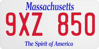 MA license plate 9XZ850