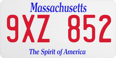 MA license plate 9XZ852
