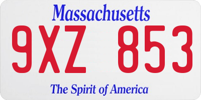 MA license plate 9XZ853