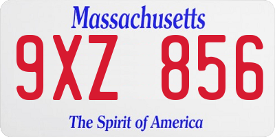 MA license plate 9XZ856
