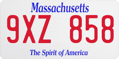 MA license plate 9XZ858