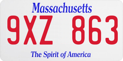 MA license plate 9XZ863