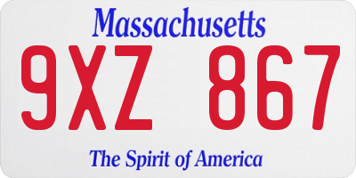 MA license plate 9XZ867