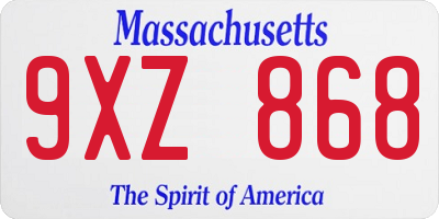 MA license plate 9XZ868