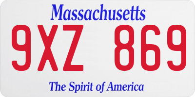 MA license plate 9XZ869
