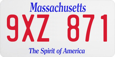 MA license plate 9XZ871