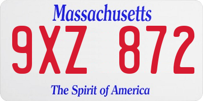 MA license plate 9XZ872