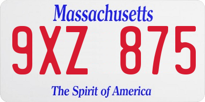 MA license plate 9XZ875