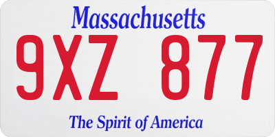 MA license plate 9XZ877