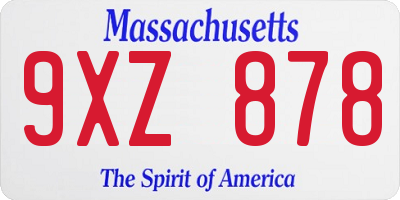 MA license plate 9XZ878