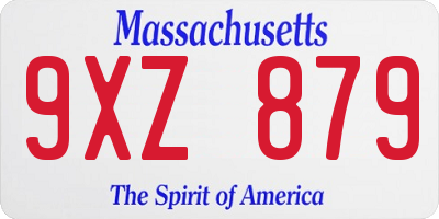 MA license plate 9XZ879
