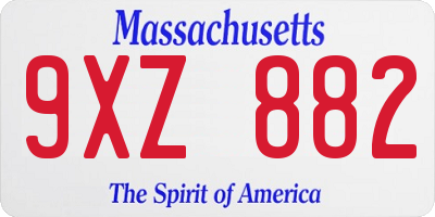 MA license plate 9XZ882
