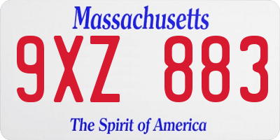 MA license plate 9XZ883