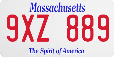 MA license plate 9XZ889