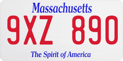 MA license plate 9XZ890