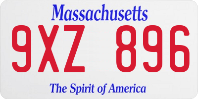 MA license plate 9XZ896