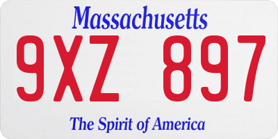 MA license plate 9XZ897