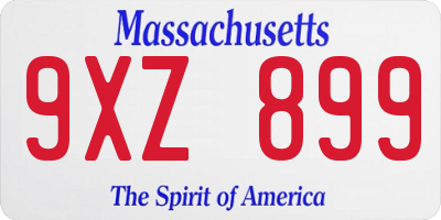 MA license plate 9XZ899