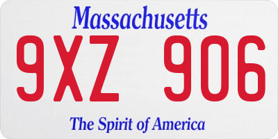 MA license plate 9XZ906