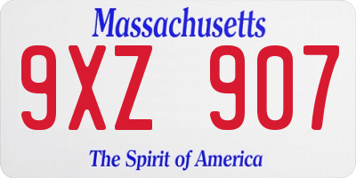 MA license plate 9XZ907