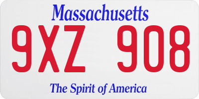 MA license plate 9XZ908