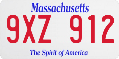 MA license plate 9XZ912