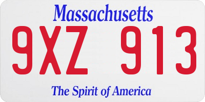 MA license plate 9XZ913