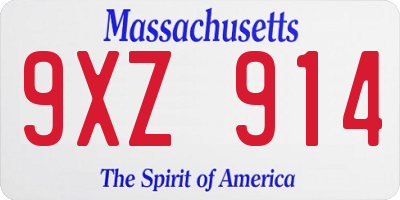 MA license plate 9XZ914