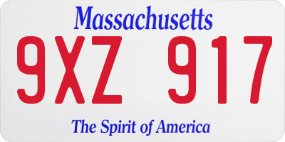 MA license plate 9XZ917