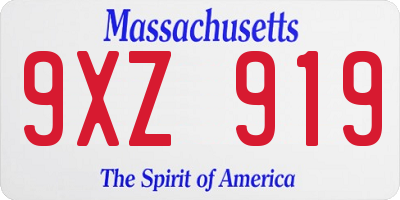 MA license plate 9XZ919