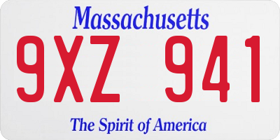 MA license plate 9XZ941