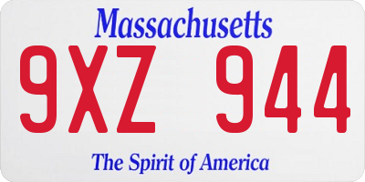 MA license plate 9XZ944