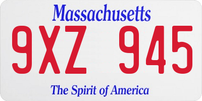 MA license plate 9XZ945