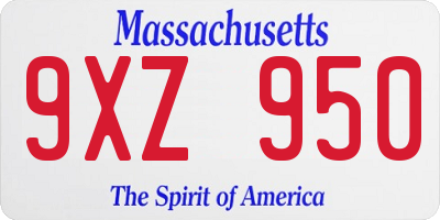 MA license plate 9XZ950