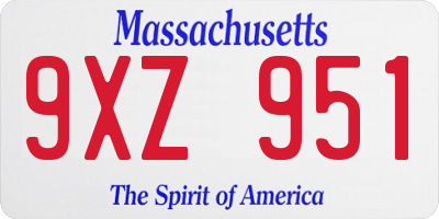 MA license plate 9XZ951