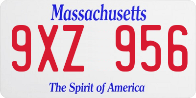 MA license plate 9XZ956
