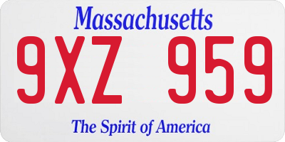 MA license plate 9XZ959