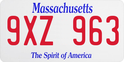 MA license plate 9XZ963
