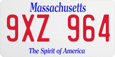 MA license plate 9XZ964