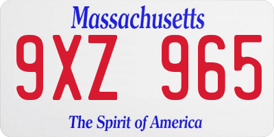 MA license plate 9XZ965
