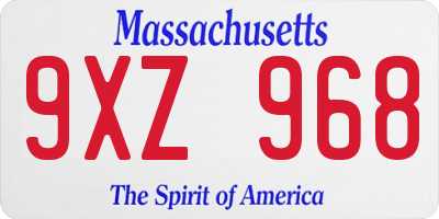 MA license plate 9XZ968