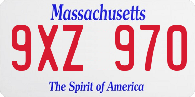 MA license plate 9XZ970