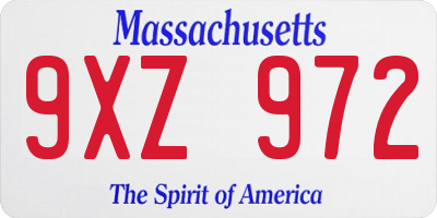 MA license plate 9XZ972