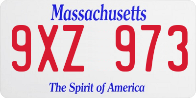 MA license plate 9XZ973