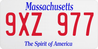 MA license plate 9XZ977