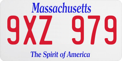 MA license plate 9XZ979