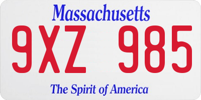 MA license plate 9XZ985