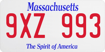 MA license plate 9XZ993